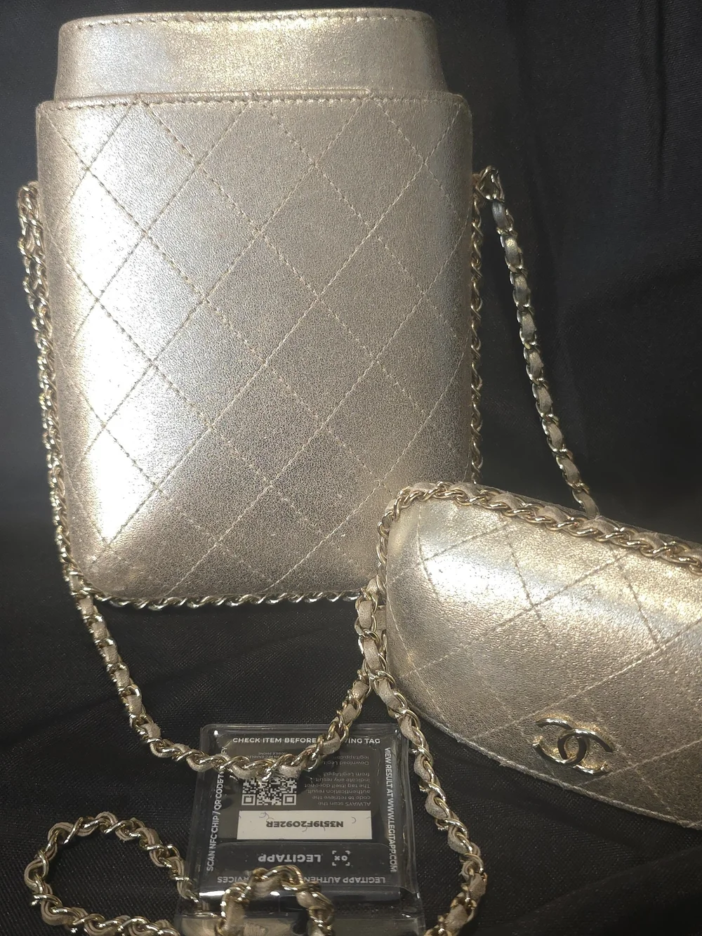 Chanel Quilted Metallic Phone Crossbody - Gold